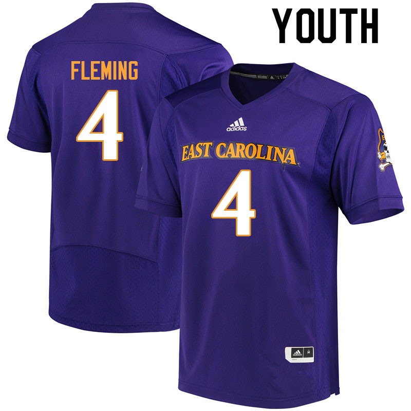 Youth #4 Malik Fleming ECU Pirates College Football Jerseys Sale-Purple